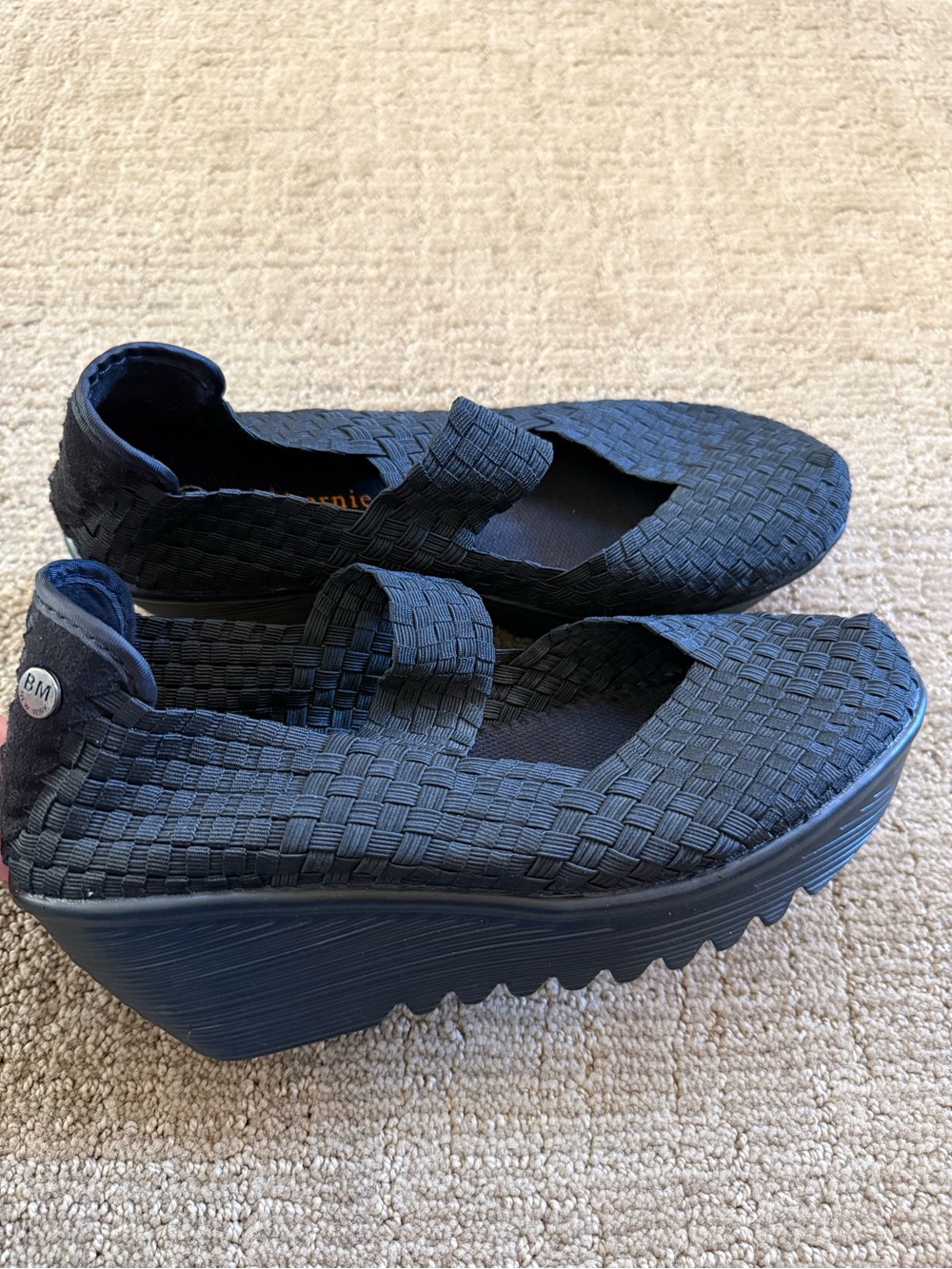bernie mev. Black Woven Mary Jane Platform Sneakers